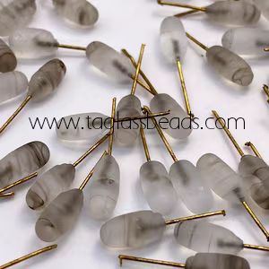 7 Cuentas colgantes de vidrio vintage en forma de hoja naranja, 27mm X15mmCuentas de vidrio de Murano veneciano en caja de diseño elegante Embalaje - Product Image 5