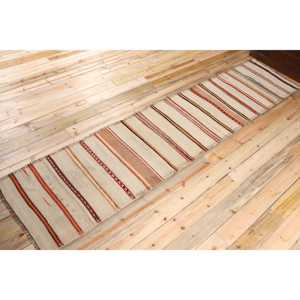 2.6x11.4 ft Rug, Turkish Vintage Runner Rug, <b>Brown</b> Kilim <b>Wool</b> Rug - Product Image 2