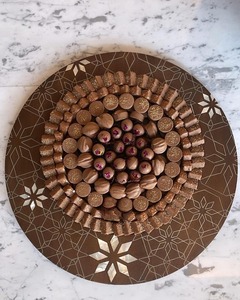 Plateau en bois incrusté de nacre Bol de prière pour servir du chocolat Vadrouille Hexagone en bois Plateau à chocolat Affichage Fête de l'Aïd - Product Image 5