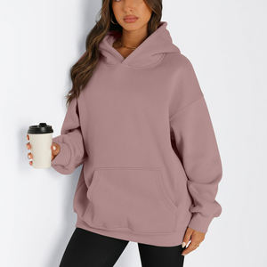 Hooded Sweatshirt Casual Pullover Winter Thick Warm Coat <b>Lady</b> Loose Fit <b>Long</b> Sleeve <b>Top</b> Breathable Drop-Shoulder Women's Hoodies - Product Image 1