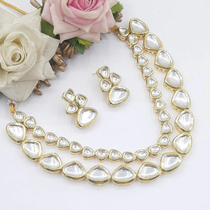 Parure de collier et boucles d'oreilles Kundan en cristal style choker indien pour femme, idéale pour fiançailles, anniversaire, soirée, tendance, à prix abordable, vente en gros - Product Image 1