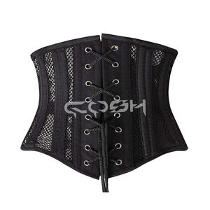 Corset amincissant noir en maille avec baleines en acier pour sculpter la taille - Product Image 6