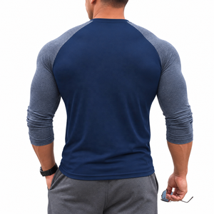 <b>Men's</b> Athletic Raglan Long Sleeve Compression <b>Shirt</b> Quick Dry Stretch Gym Fitness Training Sportswear Top - Product Image 3