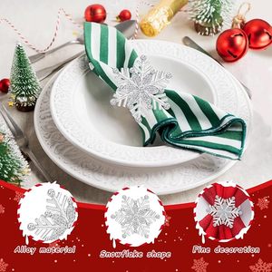 Servilletero de plata alemán moderno, servilletero de diamantes de imitación, copo de nieve para decoración de fiesta, mesa de comedor todos los días - Product Image 1