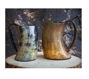 J N Crafts Noir Viking Corne À Boire Tasse Blanc Thor Marteau Sculpture Fabriqué À La Main Corne Naturelle Personnalisable pour - Product Image 6