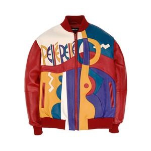 Chaqueta de piel de oveja auténtica de talla grande para hombre, estilo casual deportivo, chaqueta universitaria de piel de cordero francés genuina - Product Image 1