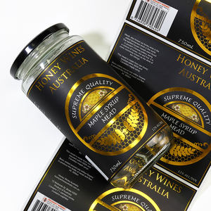 Custom Vinyl Waterproof Gold Foil Logo Beverage Juice Coffee Beans Spice Honey Glass Jar Bottles <strong>Label</strong> Stickers Roll Printing - Product Image 2
