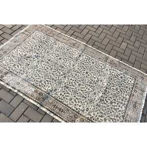 Tapis vintage 3,9x6,8 pieds, tapis turc, tapis en laine patchwork gris brun - Product Image 4