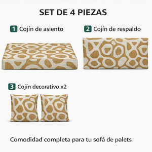 Ensemble de 4 coussins de palette d'extérieur en tissu durable 120x80 + 120x50 cm pour canapé de jardin, épaisseur 12 cm avec housse amovible - Product Image 4