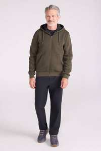 Sweat à capuche en molleton non doublé de haute qualité, coupe-vent, 100% coton, ourlet côtelé, poignets côtelés, vêtements décontractés pour homme, automne - Product Image 2