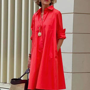 <span class=keywords><strong>2025</strong></span> mùa thu Sản phẩm mới, thời trang và thanh lịch Polka Dot in áo sơ mi-Cổ áo dài tay áo Midi Dress - Product Image 3