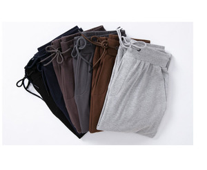 Pantalon de survêtement en molleton doublé, coupe ample, couleur unie, avec cordon de serrage, logo personnalisé OEM, broderie, imprimé, 350g, poids lourd - Product Image 1