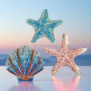 Patch de sequins scintillants en forme d'étoile de mer et de coquillage pour la décoration de vêtements - Product Image 1