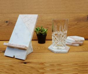 ชุดจานรองแก้วหินอ่อนคาร์ราร่าสีชมพูทรงหกเหลี่ยม สำหรับตกแต่งโต๊ะ ชุด 4 6 8 ชิ้น - Product Image 2