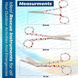 Vaslcare-Tijeras de enfermería con mango impreso, herramientas quirúrgicas, fuente de alimentación manual Premium, 3 unidades - Product Image 2