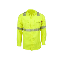 Camisa de Seguridad Fluorescente de Alta Visibilidad, Reflectante, Ignífuga, de Manga Larga, Unisex, de Secado Rápido, Ligera, Antiarrugas, de Algodón