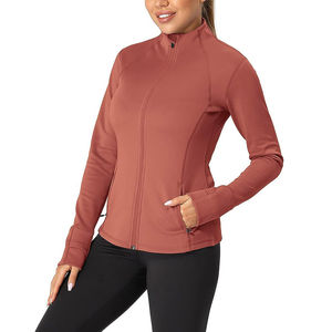 Chaqueta de chándal para correr con estampado de colores en contraste elegante para entrenamiento de yoga con cremallera completa ligera para mujer - Product Image 5