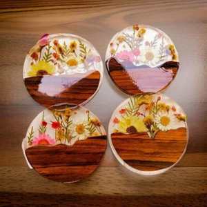 Posavasos de Resina con Diseño de Hojas de Rosa para Tazas de Té, Tazas de Cerveza, para Cocina, Artículos de Catering, Acabado de Resina - Product Image 2