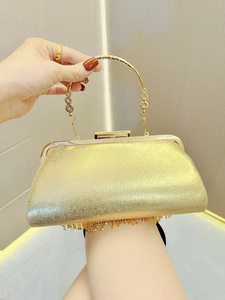 New Fashion Cross-Border <b>Tassel</b> Rhinestone Evening Bag Diamond-Studded Party Clutch Socialite Crossbody <b>Handbag</b> Polyester Lining - Product Image 2
