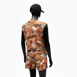 Conjunto de Camiseta sin Mangas y Pantalones Cortos para Mujer, Tela de Malla de Poliéster de Alta Calidad, Sensación Suave, Logotipo Sublimado, 100% Algodón - Product Image 5