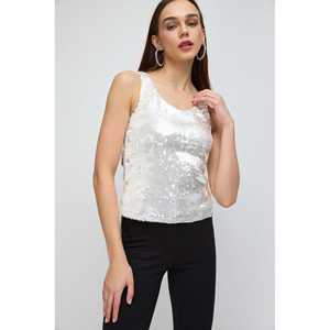 Blusa de Estilo Vintage para Mujer, con Tirantes Gruesos, Lentejuelas, Cuello con Volantes, Talla Única, de Algodón Tejido, para Otoño y Primavera, Bordada - Product Image 2