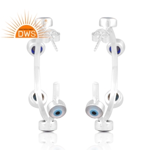 Meilleure qualité en argent sterling fin mère de poire et pierre précieuse en résine bleue boucle d'oreille personnalisée Iewelry fabricant - Product Image 4