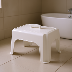 Tontarelli Stackable <b>Bathroom</b> <b>Stool</b> with Handle 39x24x30cm DUMBO <b>STOOL</b> White 8101194112 - Product Image 3