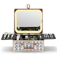 Étui de maquillage professionnel de grande capacité avec miroir éclairé par LED diviseurs réglables mode élégant voyage accessoire à usage domestique