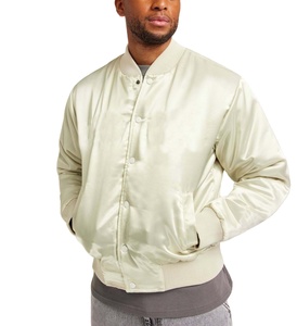 Veste universitaire en satin décontractée pour homme, hiver, 100% polyester, avec décoration boutonnée, veste de baseball universitaire pour homme - Product Image 1