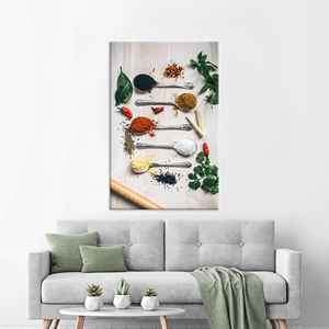 Art sur toile sur le thème de la cuisine moderne : Décoration imprimée aux herbes et épices, TOILE ENVELOPPEE - Product Image 1