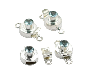 Cierre de caja de piedras preciosas aguamarina 1 hebra 2 hebras 3 hebras 925 Plata de estrella y chapado en oro de 18 quilates 21X12X8MM Cierre de fabricación de joyas B751 - Product Image 1