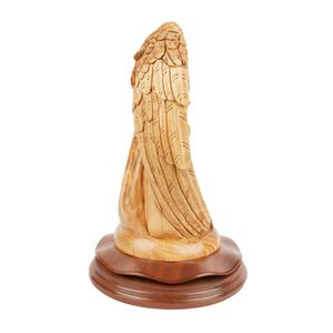 Escena de Natividad Tallada a Mano en Madera de Olivo con Ángel, 30 cm, Decoración Navideña, Escultura Religiosa Hecha a Mano en Belén - Product Image 3