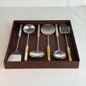 VENTES FLASH Ensemble de cuisine en acier inoxydable poli mat avec poignée en résine pour la cuisine à domicile et les mariages - Product Image 6