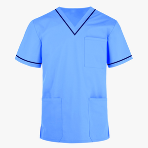 Camisa de uniforme de hospital para hombres adultos, camisa de manga corta con cuello en V, camisa de tela de algodón de Color personalizado para hospital - Product Image 4