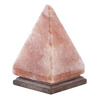 Lampe de pyramide de sel rose de l'Himalaya artisanale Base en bois naturel élégant sculpté cristal décor à la maison lumière