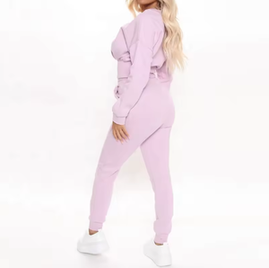 ชุดเซ็ตเสื้อฮู้ดและกางเกงขายาวทรงกว้างสำหรับผู้หญิง ผ้าฝ้าย 100% พิมพ์ลายตามสั่ง สำหรับฤดูใบไม้ร่วงและฤดูหนาว - Product Image 6