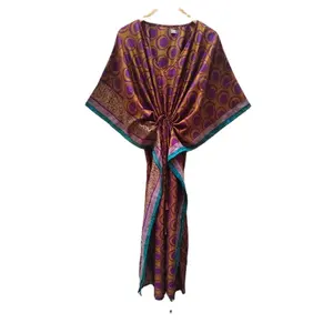 Jubah Kimono buatan tangan gaun kasual Kaftan motif bunga pakaian pantai panjang penuh Kaftan pakaian kasual cetak bunga K Panjang