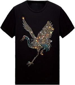 เสื้อยืดผู้ชายผู้หญิงวิบวับ ประดับเพชร แขนสั้น สำหรับงานร็อค งานเทศกาล ประดับอัญมณี เสื้อยืดผ้าฝ้ายลายกราฟิก - Product Image 1