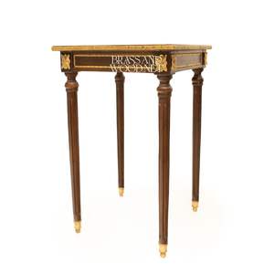 Juego de Mesas de Servicio Ovaladas Clásicas de Lujo con Marcos de Madera Sólida y Detalles en Oro Antiguo para Interiores Elegantes - Product Image 4