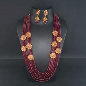 Ganpati Arts Fine Jewelry Set-Collar de cobre con cuentas de piedra AD FBC0026B - Product Image 1