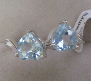 Anillo de Topacio Azul Cielo Natural para Mujer Shah Gems, Plata de Ley 925 con Baño de Platino y Rodio, Corte Pera Geométrico, para Uso Diario - Product Image 1