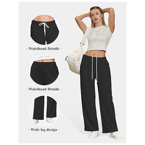 Pantalons de survêtement larges pour femmes, cordon de serrage, pantalons amples pour l'entraînement et décontractés, taille haute, jogging avec poches, coupe ample confortable - Product Image 5