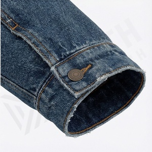 Service OEM haut de gamme, dernier design, vente en gros, jeans pour femmes en denim uni, manches à un seul bouton, lavés, automne, vente chaude, mode - Product Image 6