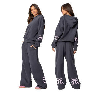 Custom Logo 500gsm French Terry Boxy Hoodie Set Sweatshirt <b>Baggy</b> Sweatpants <b>Joggers</b> <b>Women</b> Tracksuit Oversized Tracksuits <b>Women's</b> - Product Image 1