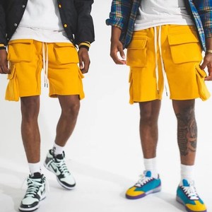 Pantalones cortos Cargo de cintura media para hombre personalizados al por mayor 100% algodón ropa de calle de verano multibolsillo patrón sólido liso teñido estilo casual - Product Image 2