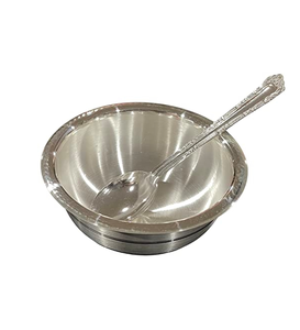 Latest Pieces Stainless Steel <b>Baby</b> Bowl And <b>Spoon</b> Dinnerware Custom Logo Soup Serving Bowl - Product Image 4