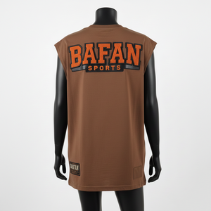 Camiseta sin Mangas para Mujer, Algodón Premium, Poliéster, Tejido Transpirable, Color Marrón, Apliques Personalizados, Bordado, Camisetas de Algodón para Mujer - Product Image 2