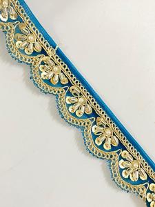 Factory Price Wholesale Eco-Friendly Gold Metallic Sequin Tube Embroidery Lace <b>Trim</b> Custom 3D Crystal <b>Bead</b> Polyester Floral - Product Image 5