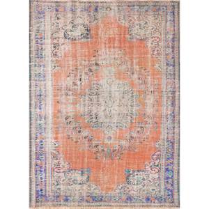 Alfombra de Lana Anudada a Mano de Gran Tamaño, Diseño de Medallón Rojo y Naranja, para Sala de Estar, Pasillo Rectangular, Modelo Pae-2678 - Product Image 1