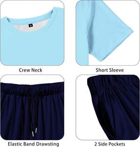 เสื้อยืดและกางเกงขาสั้นสำหรับผู้ชายชุด2ชิ้นพิมพ์โลโก้ออกแบบได้ตามต้องการสำหรับฤดูร้อน - Product Image 3